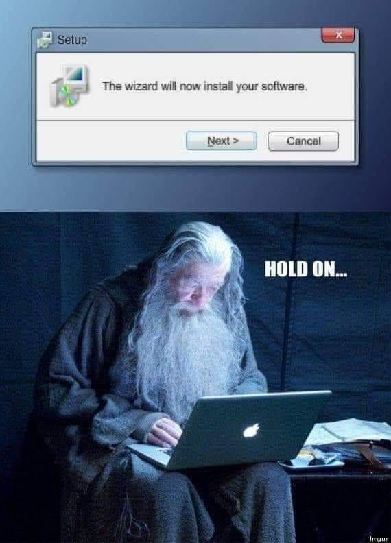 Gandalf using a MacBook