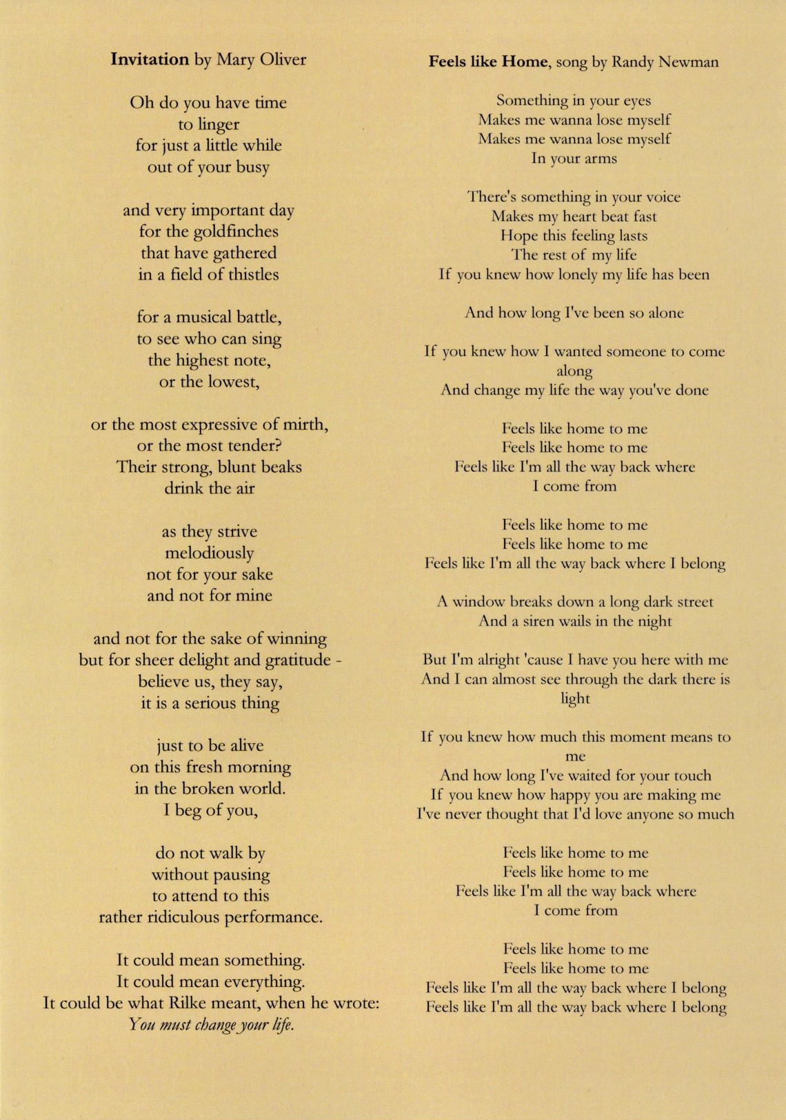 A page from the order of service from the funeral.