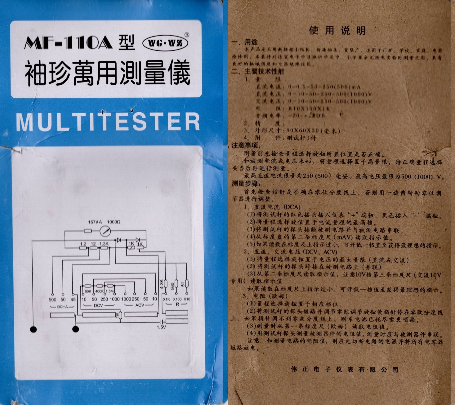Instructions for multitester