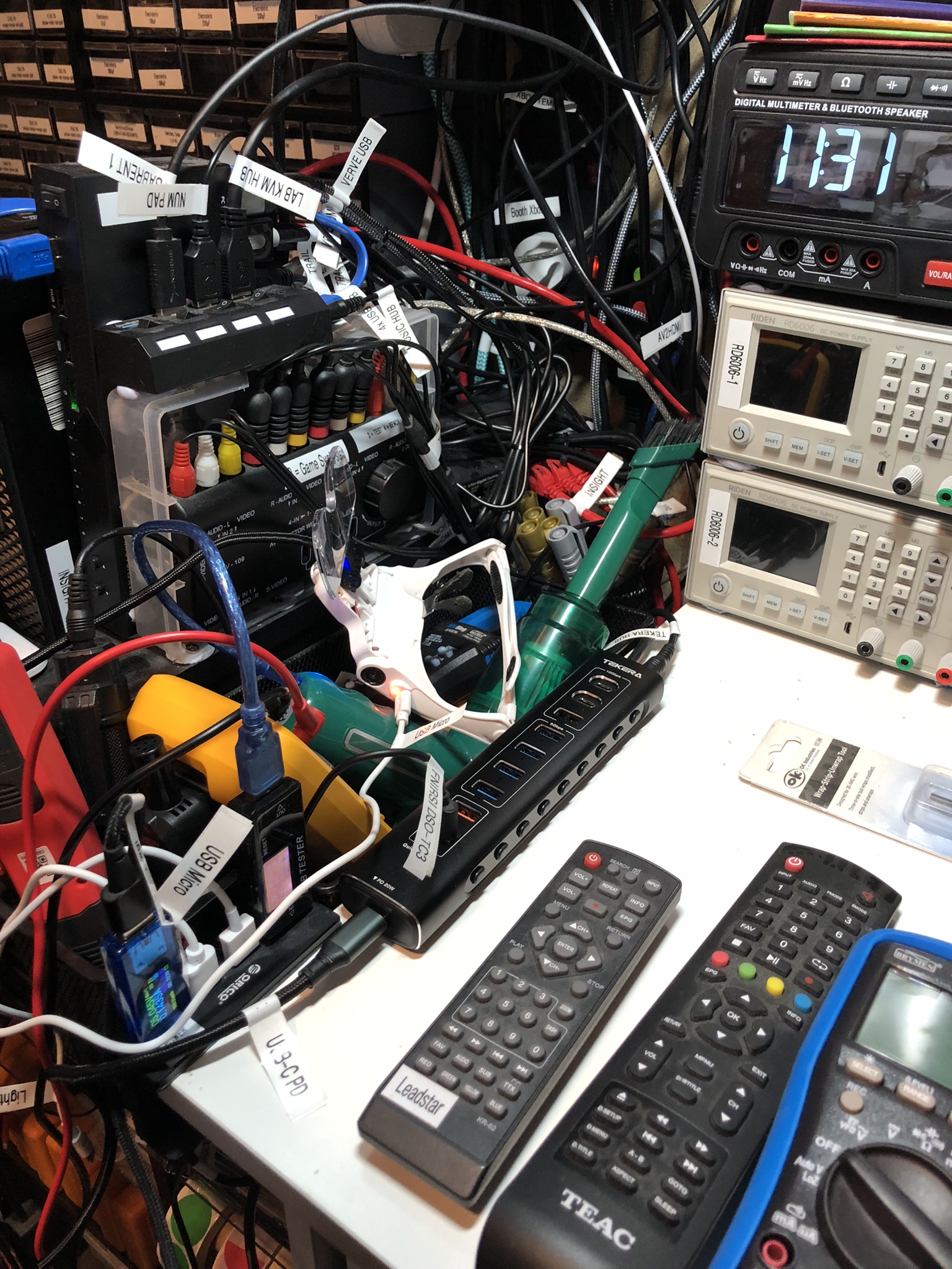 A photo of this USB hub installed on my bench