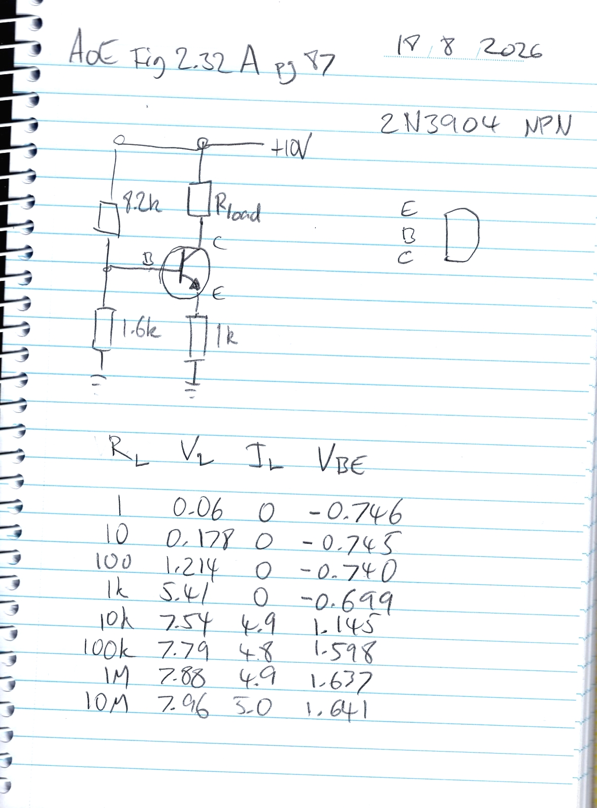John's notes for the circuit in AoE figure 2.32 A
